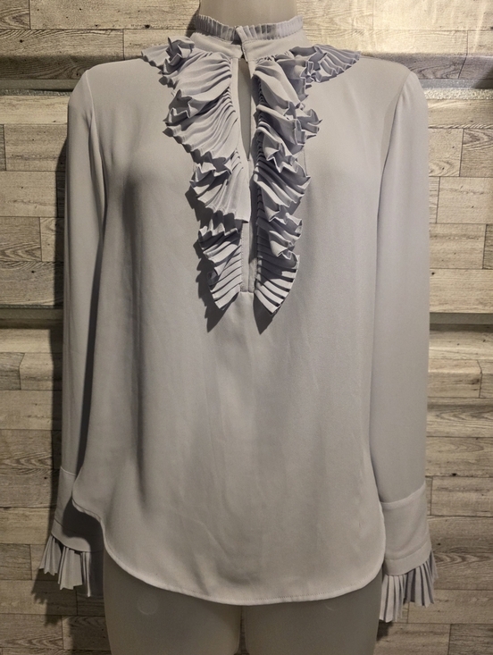 Ann Taylor Tops - Ann Taylor Light Blue Ruffled Keyhole Blouse